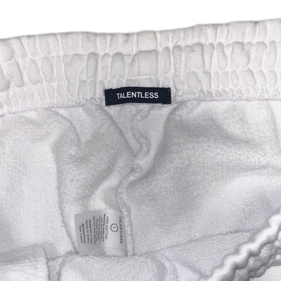 white TALENTLESS logo heavy weight joggers | white sweatpant | unisex - Picture 7 of 11